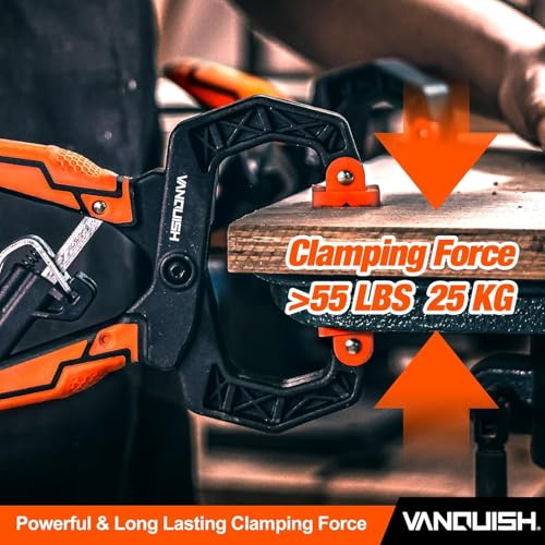 VANQUISH 4-Pack Quick-Release Ratcheting Wood Clamps for Woodworking, Professional Hand Clamps, Ergonomic Handles, 55 LBS Clamping Force, 2-Pack 4 Inch and 2-Pack 2 Inch - size: 4 Pack Mixed