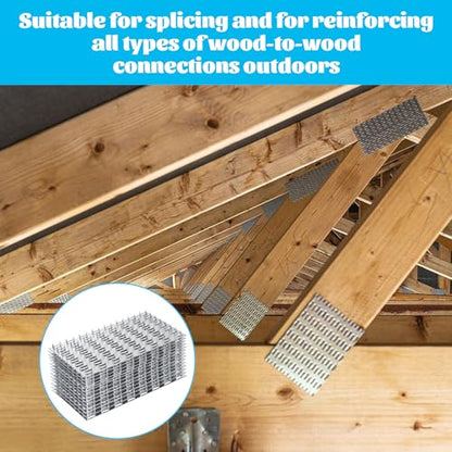 15PCS Truss Plates, 4x8 Inch Pronged Truss Mending Plates, Repair Tie Plate Bracket with 9mm Nail Teeth for Wood Stud Roof Truss Timber - size: 4x8 Inch