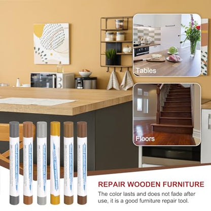 HARFINGTON Wood Filler Sticks 6 Colors Wooden Wax Touch Up Furniture Repair Crayons for Space Gray, Iron Gray, Yellow Oak, Light Yellow, Dark Brown, Walnut - color: Space Gray Woods Series
