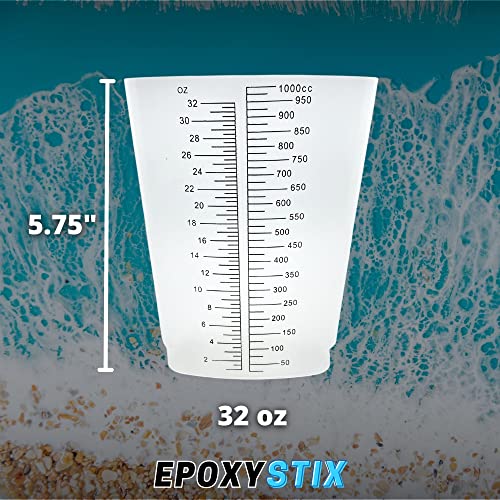 [Pack of 20] EpoxyStix 32oz Triangular Paint/Epoxy Graduated Cups - Ideal For Mixing and Precise Pouring - Made from Polypropylene - Measurements in Ounces and Cubic Centimeter - size: Pack of 20