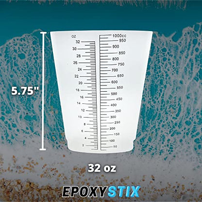 [Pack of 20] EpoxyStix 32oz Triangular Paint/Epoxy Graduated Cups - Ideal For Mixing and Precise Pouring - Made from Polypropylene - Measurements in Ounces and Cubic Centimeter - size: Pack of 20