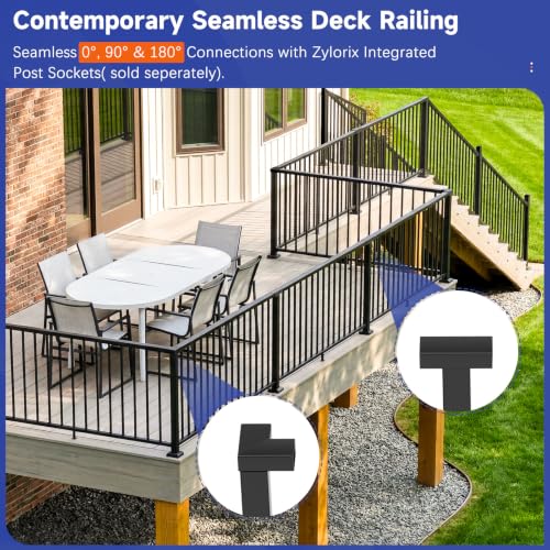 Modular 36 in. H x 6 ft. W Aluminum Deck Railing Kit, Porch Railing - color: Level 6ft - 4 panel 0 Post