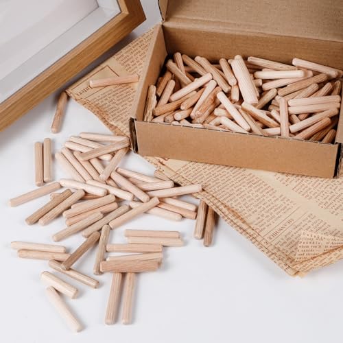 4 Sizes 250Pcs Wooden Dowel Pins Kit 1/4inch 5/16Inch Small Fluted Wood Dowels Pegs Hardwood Pin for Furniture Woodworking Crafts