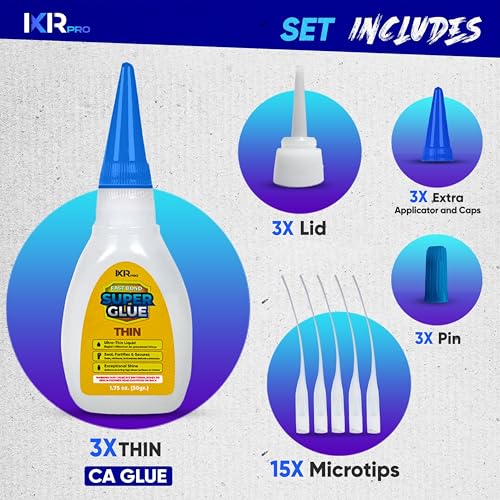Thin CA Glue, Super Glue, Cyanoacrylate Adhesive, 3 Pcs 1.75oz Repair kit - size: 3 Pack