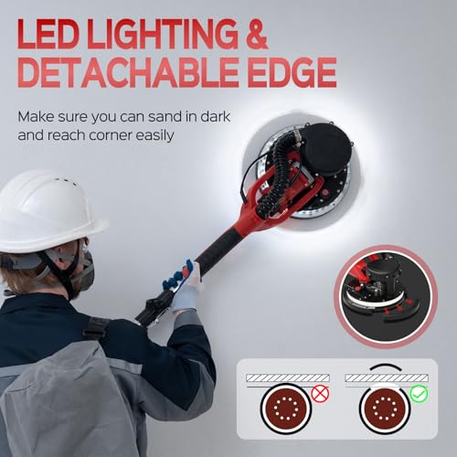 Drywall Sander, 2026 Upgraded 8-Amp Popcorn Ceiling Removal Tool - color: Red & Black
