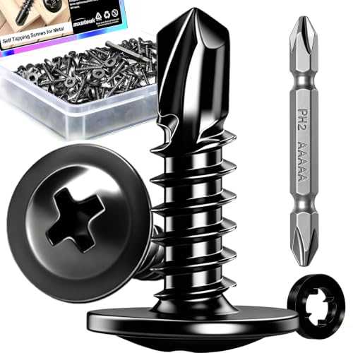 mxuteuk 510PCS #8×1/2" Self Drilling Screws, 410 Stainless Steel - size: BK #8×1/2"