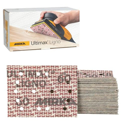 Mirka Ultimax Ligno 3x4 in 60 Grit Wood Sanding Sheets Hook & Loop 50 Pack - size: Grit 60