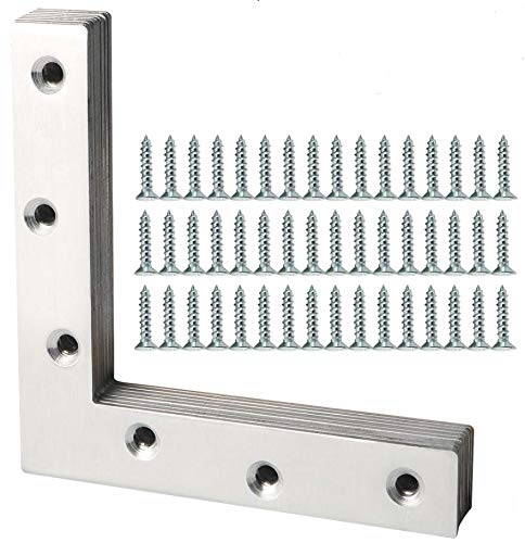 Alise L Flat Brackets for Wood,Brushed Corner Bracket Mending Plate,8 Pcs - size: 120x120mm(8Pcs), style: Brushed