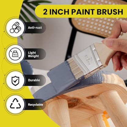 Mister Rui Angled Paint Brush 4 Pieces Set, with Paint Brush Comb Cleaner - size: 4PCS, 2" Short, 2", 2.5", Paint Comb