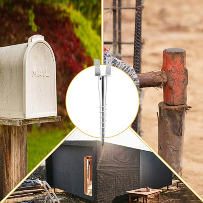Hicarer 6 Pack No Dig Ground Anchors for Standard 4 x 4 Posts,Silver - color: Silver