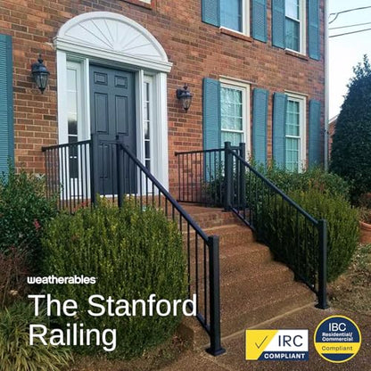 Weatherables 36 in. H x 6 ft. W Stanford Stair Railing Kit – Aluminum Porch & Deck Railing Kit with Black Powder-Coated Finish, Adjustable Outdoor Hand Rail Kit - size: 36 in. Height, style: 6 ft. Stair
