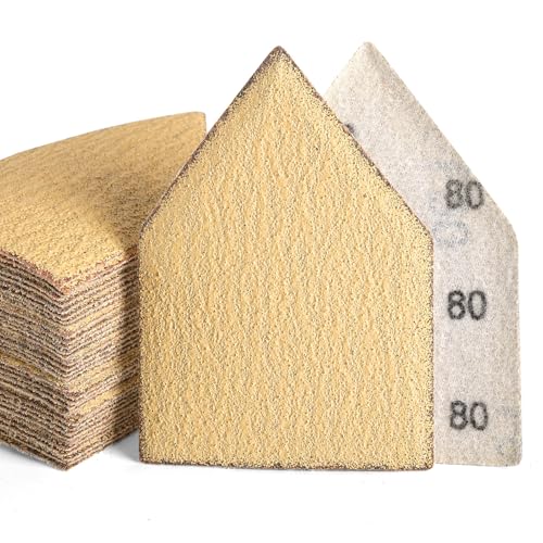 POLIWELL Orbital Triangle Sanding Sheets 50PCS 90x65mm Hook & Loop - style: 80 Girt