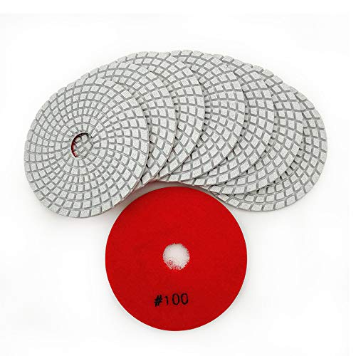 SHDIATOOL 8Pcs 4 Inch Diamond Wet Polishing Pads with White Bond Grit 100 for Marble Granite Stone - style: Grit 100