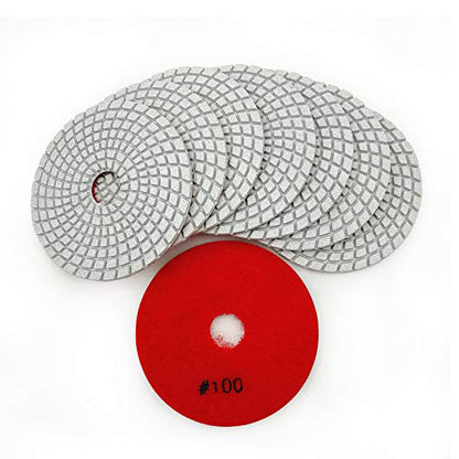 SHDIATOOL 8Pcs 4 Inch Diamond Wet Polishing Pads with White Bond Grit 100 for Marble Granite Stone - style: Grit 100