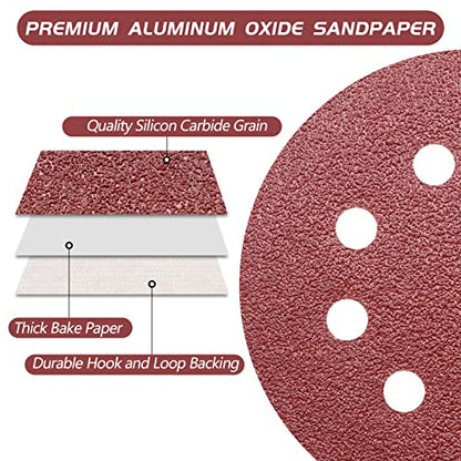 ZEHIQ 5 Inch 40 Grit Sanding Discs, 8 Hole Hook and Loop Sandpaper, 30 PCS