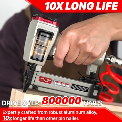 KEENTECH Pneumatic Pin Nailer 23 Gauge with 2160pcs 5/32" to 1" Pin Nails - color: Silver, size: Fit 5/32" to 1" Pin Nails