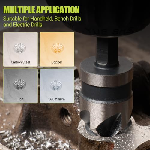 5 Pcs Four Spiral Flute Step Drill Bit Set, 6 Pcs Countersink Drill Bits - size: HSS 11 Pieces (5 Step + 6 Countersink)