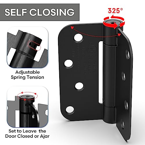 2 Pack 3.5 Inch Self Closing Door Hinges, Gloss Black - color: 3.5" - Gloss Black