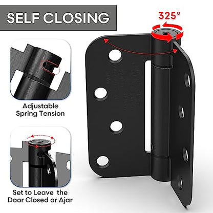 2 Pack 3.5 Inch Self Closing Door Hinges, Gloss Black - color: 3.5" - Gloss Black