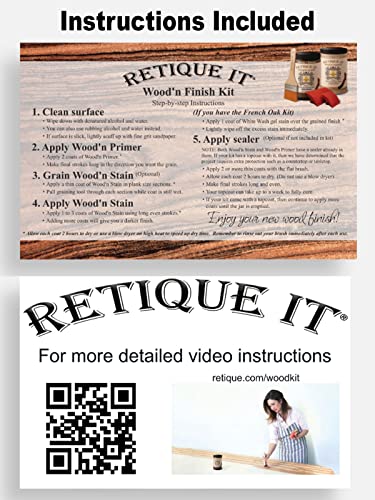 Retique It Wood Finish Tabletop Kit – Go Beyond Faux Wood Including Paintable Liquid Wood Based Primer, Gel Stain - Graining Tools Included (Tabletop Kit, Dark Pecan) - color: 60 Dark Pecan, size: Tabletop Kit