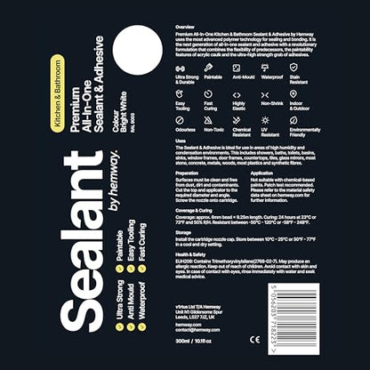 Hemway Kitchen & Bathroom Bright White Sealant & Adhesive - 300ml 1 Pack - color: Bright White