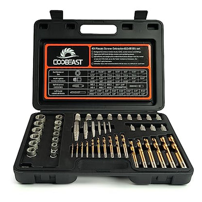49Pcs Bolt Extractor Kit,Left Hand Drill Bit,Easy Out Screw Bolt Extractor - size: 49PCS