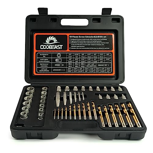 49Pcs Bolt Extractor Kit,Left Hand Drill Bit,Easy Out Screw Bolt Extractor - size: 49PCS