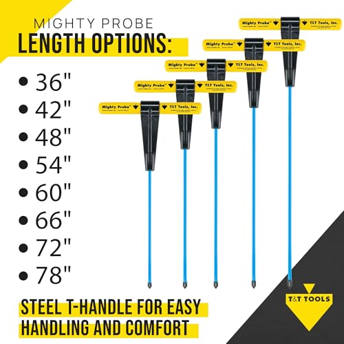 T&T Tools 36-Inch Mighty Probe Metal Soil Probe – 3/8" Hex Rod - 1 Pack - size: 36-Inch Long Overall w/ 3/8" Metal Hex Round Rod