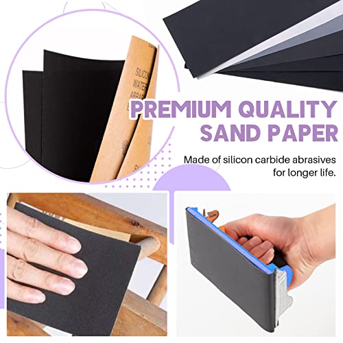 Swpeet 32Pcs 5 Sizes #240-5000 Grit Ultra Fine Sanding Sponge Sanding Pads and 6 Sizes Grit Wet Dry Sandpapers Sheets Assortment Kit, Soft Foam Sand Block Wet Dry Flexible Sanding Pads - size: Assortment Kit