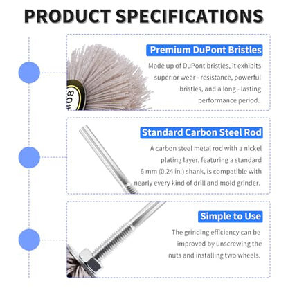 2pcs Nylon Wheel Brush, 80 Grit, 6mm Shank - style: 2Pcs 80#