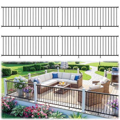 36 in H x 32 ft W Modular Real Aluminum Deck Railing Kit, 4 Panels - color: 8ft Level - 4Pack