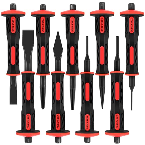 TOOLEAGUE 9Pcs Punch and Chisel Set with Hand Guard