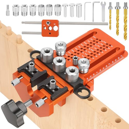 Dowel Jig Kit with Quick Positive Stop & Clamp, ADJ Doweling Jig