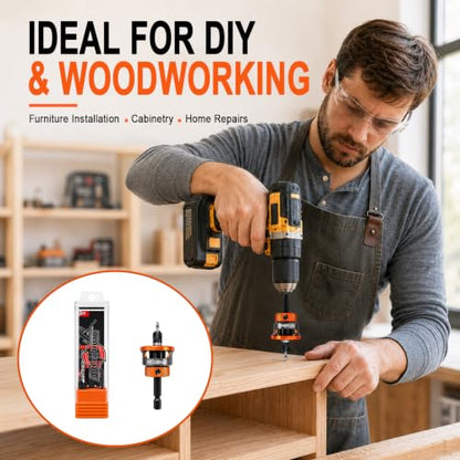 12 PCS Wood Countersink Drill Bits, M2 High Speed Steel 4-Flute Pilot Bits, Depth Stop & L-Wrench, Precision Kit for Wood, Plastic, DIY & Drilling Tasks