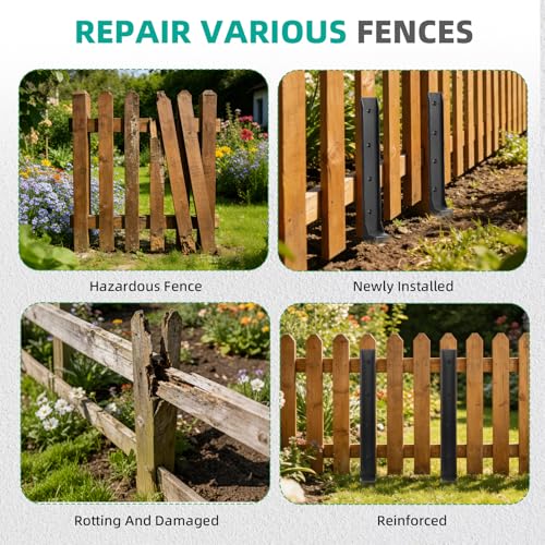 8PCS Fence Post Repair Kit, One-Piece Fence Post Repair Stakes