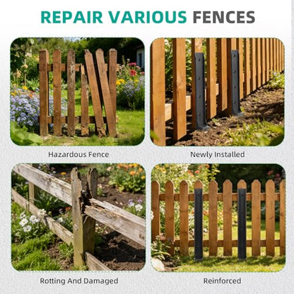 8PCS Fence Post Repair Kit, One-Piece Fence Post Repair Stakes