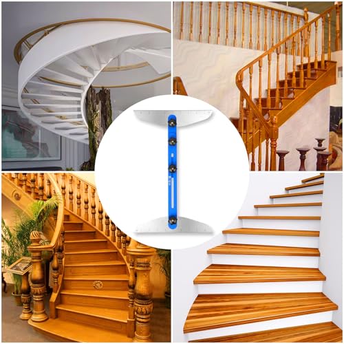 Stair Tread Template Tool, Aluminum Alloy Stair Tread Tool Jig, Stair Measuring Tool, Adjustable Stair Tread Gauge Shelf Scribe Layout Tool for Stairs, Risers and Cutting Drywall (8.86''-60.70'')