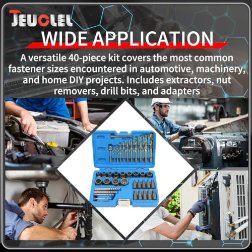 40PCS Bolt & Screw Extractor Set, Left Hand Cobalt Drill Bit Kit