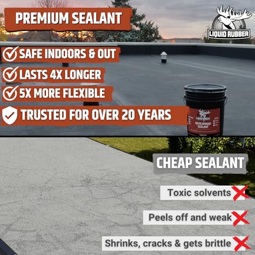 Liquid Rubber Waterproof Sealant - Roof & Gutter Coating, Black, 2.5 Gallon - size: 2.5 Gallon