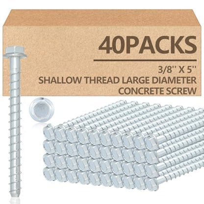 Tandefio 40 Pack 3/8 x 5 Concrete Anchors and Screw Kits Galvanized - size: 3/8" X 5"
