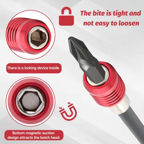 Impact Driver Bit Extension Set, 1/4 in Hex Magnetic Bit Holder, 4 Pc