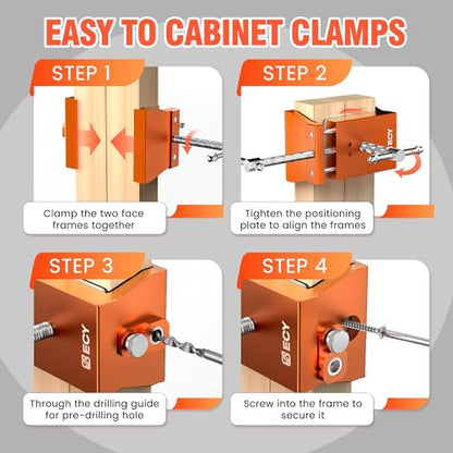 ECY Cabinet Clamps, Cabinet Face Frame Alignment Tool, 2 Pack, Orange - color: Orange