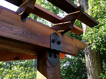 OZCO 2 Pcs Laredo Sunset Post to Beam Connector 8" | Decorative Post to Beam Bracket for Pergola, Pavilion, Deck and Outdoor Wood Structures | Powder-Coated Galvanized Steel Hardware