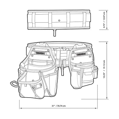 ToughBuilt ClipTech - 3-Piece Handyman Tool Belt Set, TB-CT-111-CP - size: Handyman Work Belt