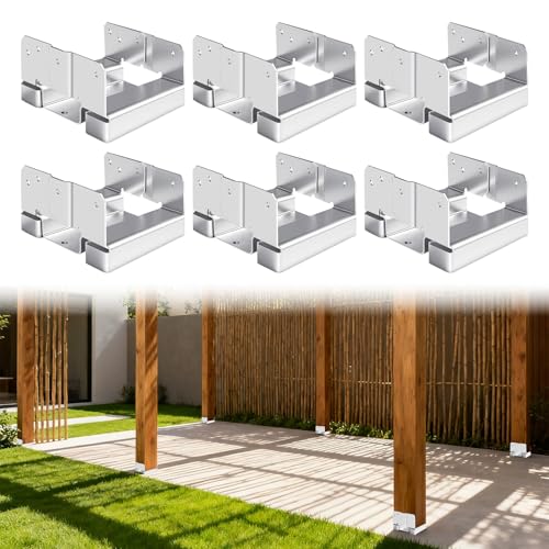 Sliver 6Pcs 6x6 Post Base Brackets for Concrete Inner Size 5.5x5.5 - size: Sliver