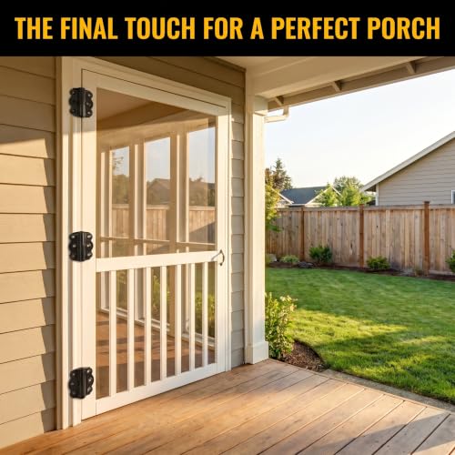 Black Self-Closing Screen Door Spring Hinges Set, 2-3/4" Steel