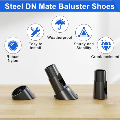 50 Pcs Baluster Slant Shoes for 3/4" OD Hollow Round Deck Balusters, Easy to Install Stair Baluster Connectors, Stair Railing Shoes for 22°–42° Angled Railings, Durable Baluster Repair Kit BS50 - size: Angled Rail