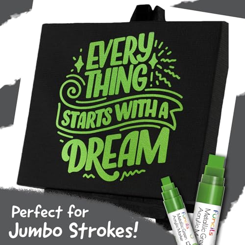 5 Green Paint Markers - Metallic Acrylic Pen for Rock Painting - color: Metallic Green
