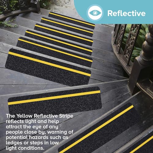 LifeGrip Reflective Anti Slip Stair Treads 6"x24" 10-Pack, Outdoor Grip - color: Reflective, size: 6" x 24"