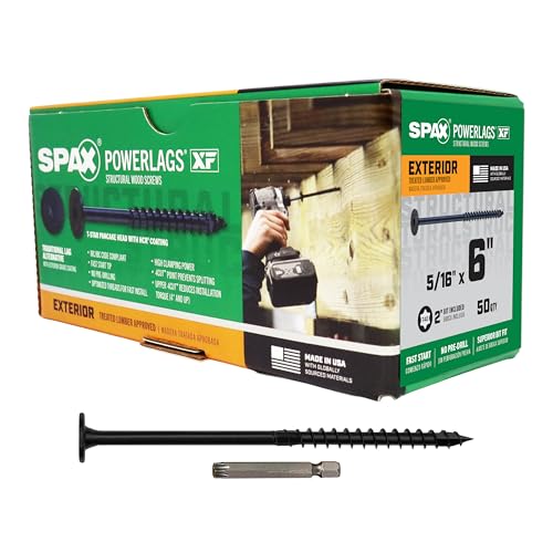 SPAX 5/16" x 6" Powerlags XF Exterior Pancake Head Structural Wood Lag Screws (50 pcs) T40 T-Star HCR Heavy Duty Timber Landscape Deck Structures High Corrosion Resistant - size: 5/16" x 6"